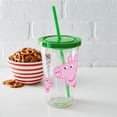 thumbnail image 4 of CafePress - Peppa Pig: Learning To Crawl - 16 Ounce Classic Clear Insulated Double Wall Tumbler Cup with Lid Straw , Reusable, 4 of 5
