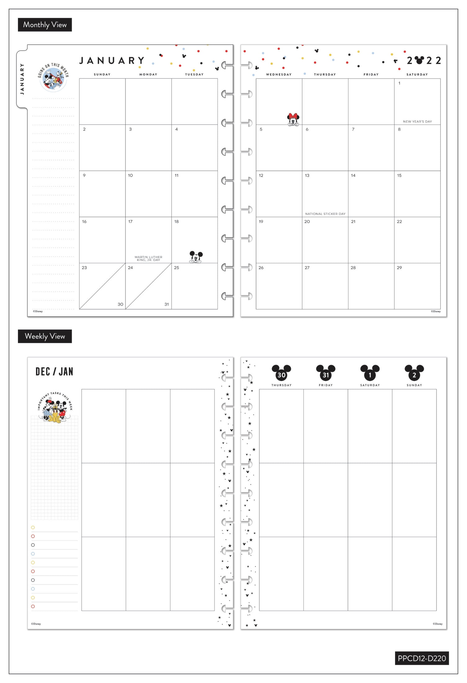 The Happy Planner, Disney, Squad Goals II Classic 12 Month Planner, 2022, 7.75"x 0.563"x 9.75"