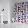 thumbnail image 2 of Beige Butterfly Flower Pattern Shower Curtain 84"x72" ,Bathroom Decorative Shower Curtains Set with 12 Hooks,Modern Waterproof Washable Shower Curtain, 2 of 6