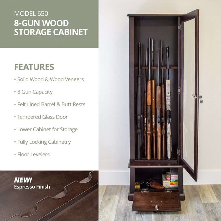 American Furniture Classics, Gun Cabinet, Deluxe 8 Gun, Brown