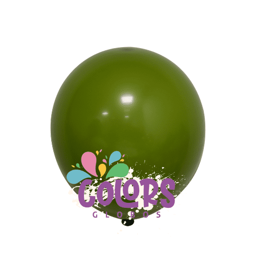 COLORS GLOBOS 12 pulgadas VERDE OLIVO bolsa con 100 piezas para fiesta y decoración.