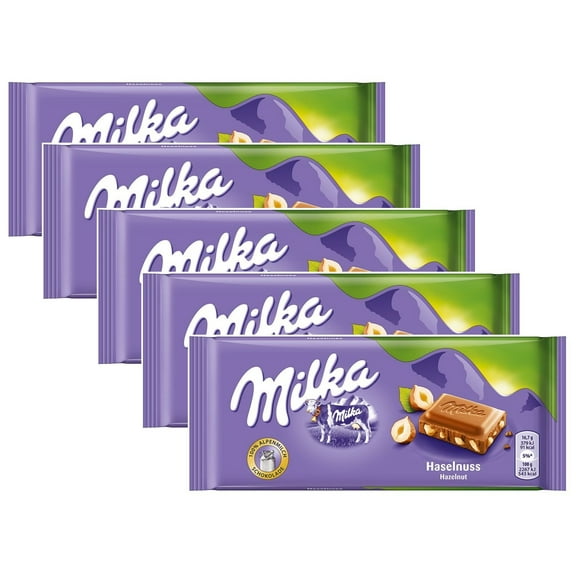 Milka Milk Chocolate with Hazelnuts, 100g/3.5oz (PACK OF 5)