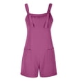 thumbnail image 4 of TQWQT Women's Loose Short Overalls Summer Rompers Casual Knot Front Sleeveless Jumpsuits Adjustable Strap Overalls Short Harem Pants Romper with Pockets,Purple XL, 4 of 5