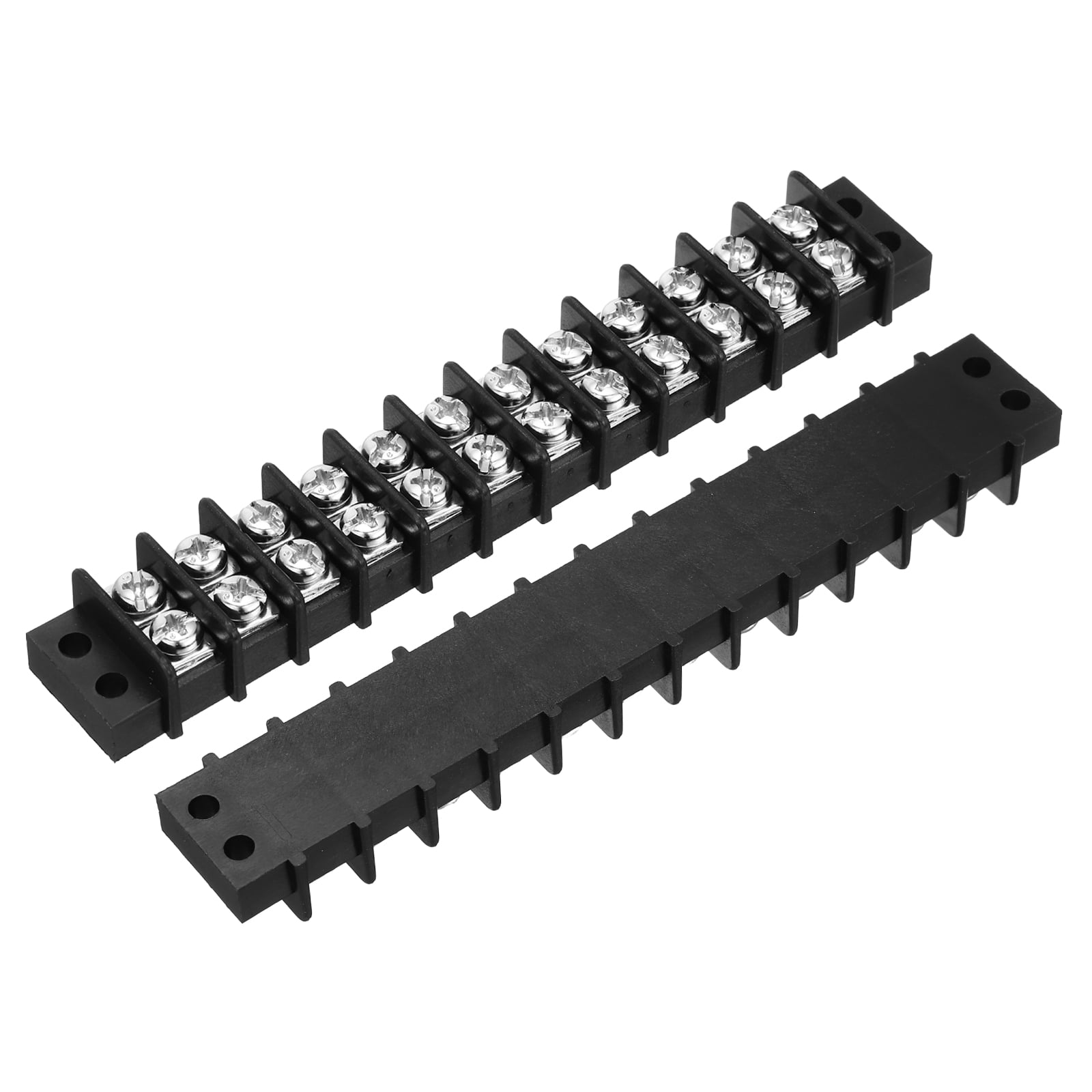 6 Pcs 12 Positions Terminal Block 300V 20A 9.5mm Pitch Dual Rows 12 Circuits DIN Row Screw Terminals Strip