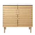 thumbnail image 7 of JONATHAN Y Aubert 36 in. W x 18 in. D x 33 in. H, Thick Linear Slat 2-Shelf, Bath Vanity Cabinet ONLY, Oak, VAN1003A, 7 of 7