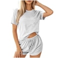 thumbnail image 2 of BUIGTTKLOP Lounge Sets for Women Crewneck Short Sleeve Tops Drawstring High Waisted Shorts 2 Piece Outfits, 2 of 6