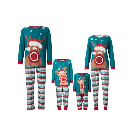 

Matching Family Christmas Pajamas Long Sleeve Christmas Snowflake Elk Print Tops Trousers Sleepwear Nightwear