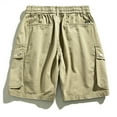 thumbnail image 6 of Wyobmus Tactical Work Shorts for Men Casual Drawstring Elastic Waist Hiking Cargo Shorts Lightweight Ripstop Quick Dry Fishing Shorts With Multi-Pocket C-Khaki, 6 of 9