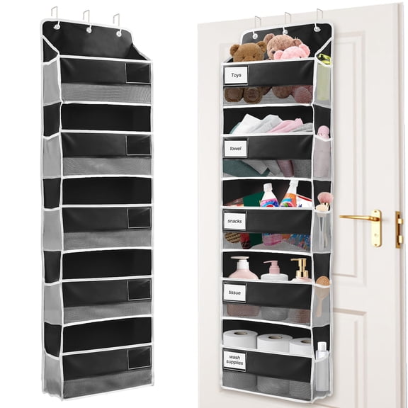 MATN Over the Door Organizer,Hanging Storage Closet Door Organizer,Behind Door Organizer with 5 Pockets 10 Mesh Side Pockets,44 lb Load Back of Door Organizers for Bedroom, Bathroom, Pantry, Nursery