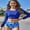 Dark Blue, variant on Charmo Women's Rash Guard Long Sleeve Two Piece Swimsuit Crop Top Criss Cross 2 Piece Bathing Suit