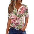 thumbnail image 2 of Fiudx Tops para Mujer Blusa de Manga Corta Estampada a La Moda para Mujer, Blusas Informales con Cuello En V, 2 of 5
