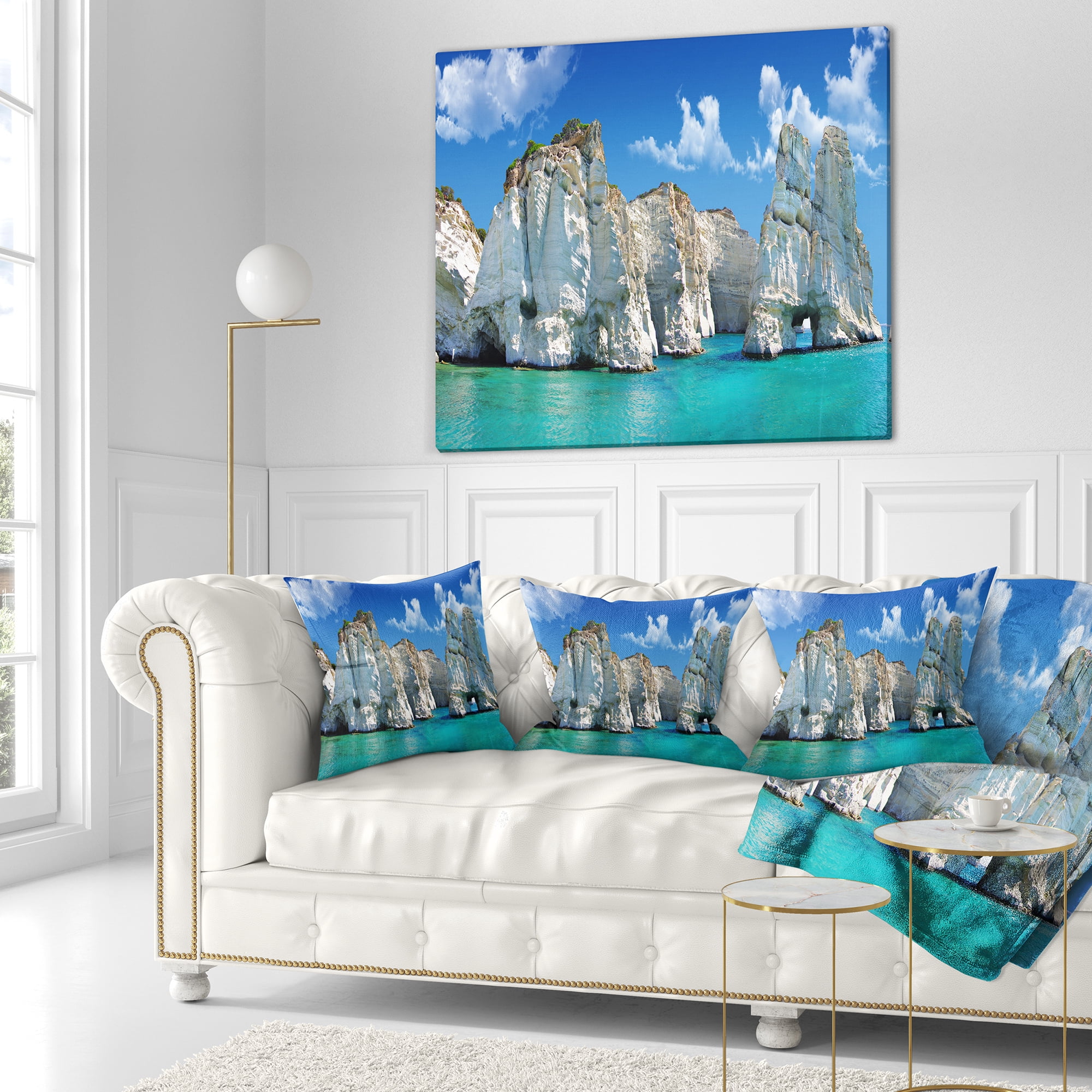 Designart Greek Holidays - Cityscape Photo Throw Pillow - 18x18