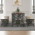 thumbnail image 6 of DWVO Dextrus 3-Piece Dining Room Set, Industrial Kitchen Table Set with Rectangular 63"Dining Table and Dining Bench with Metal Frame - Rustic Brown & Black, 6 of 9