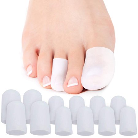 Gel Toe Caps Relieves Pain from Calluses, Corns, Hammer Toes, Overlapping Toes, Crooked Toes For Men and Women Inside Socks and Shoes (12 pack)