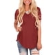 thumbnail image 1 of Jumpingount Camiseta de mujer con cuello en V Blusa casual Color sólido con cuello en V Top de manga corta Prendas para la parte del cuerpo Vino rojo 5XL Jumpingount AP003157-24, 1 of 6