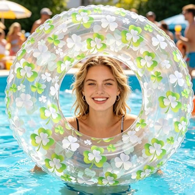 WUSUOWEI 1PC Inflatable Swimming Rings with Glitter,Cute Pool Float Tube Decorations,Transparent Swimming Rings,31.5 Inch,Water Floats for Summer Pool Party Beach Photos,Decoration