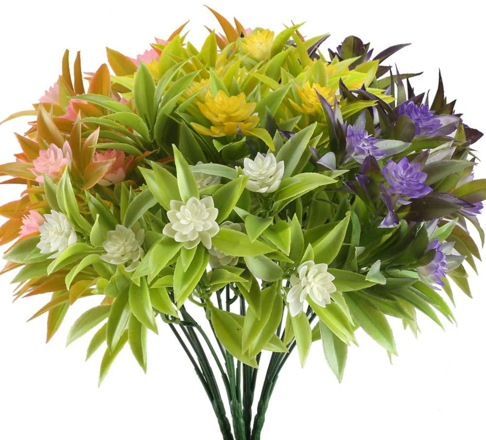 Morttic 4 Bundles Artificial Flowers Outdoor UV Resistant Faux Flowers