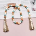 thumbnail image 3 of Fall Decorations Harvest Wood Bead Garland with Tassel, Home Farmhouse Tiered Tray Decor with Jute Rope Plaid Tassel, Rustic Fall Décor for Mantle Porch Door Shelf Orange White Rae Dunn Fall Beads, 3 of 5