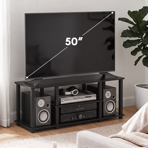 Furinno TURN-S-TUBE Wood Entertainment TV Stand for TV up to 50" in Black