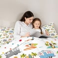 thumbnail image 4 of jejeloiu Happy Camping Car 7 Pieces Bedding Comforter Set,Hawaii Holiday Full Bedding Set,Ocean Surfing Fitted Sheet Flat Sheet For Boys Girls,Breathable Home Decor Reversible, 4 of 8