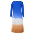 thumbnail image 4 of ITSAME Womens Plus Size Dress, Color Block Casual Loose Long Sleeve Pullover Cotton Long Dress Blue 2XL, 4 of 4