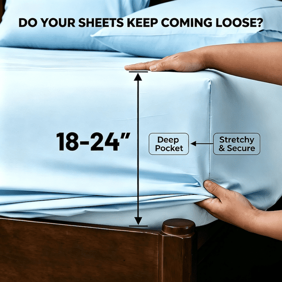 3/4 Piece Deep Pocket Cooling Sheet Set Ultra Soft Sweat Free-Twin