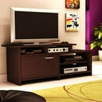 Sauder Shoal Creek Jamocha Wood Panel TV Stand, for TVs up ...