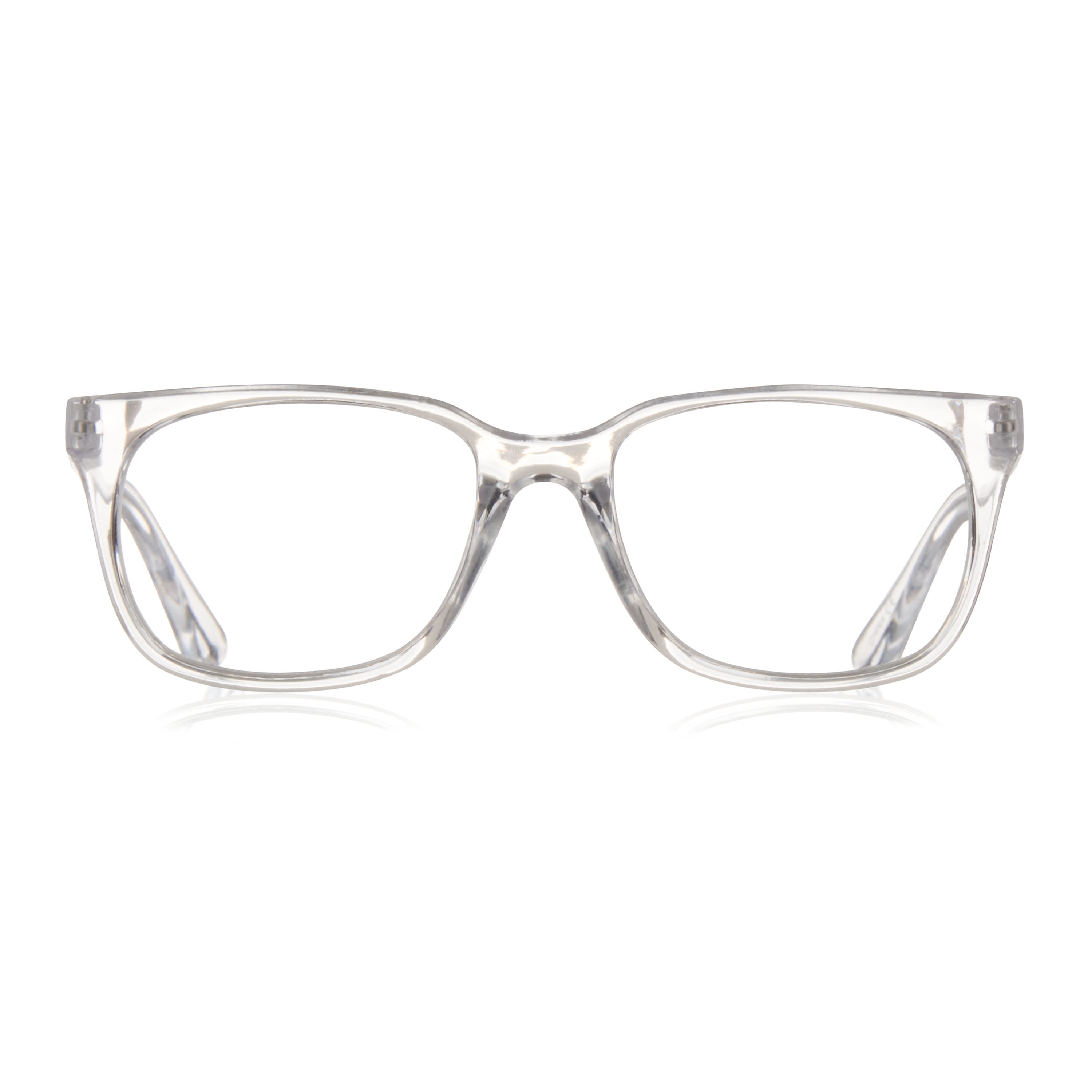 Equate Unisex Rectangular Single Vision Reading Glasses with Case, Plastic Lenses, Clear, +1.50