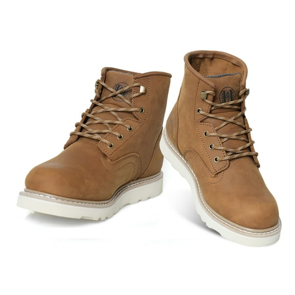 HVB805 6 inch Soft Toe Durable Mens Work Boots,100% Crazy Horse Leather Slip Resistant Water Resistant Oil Resistant Goodyear Welt Safety Work Boots