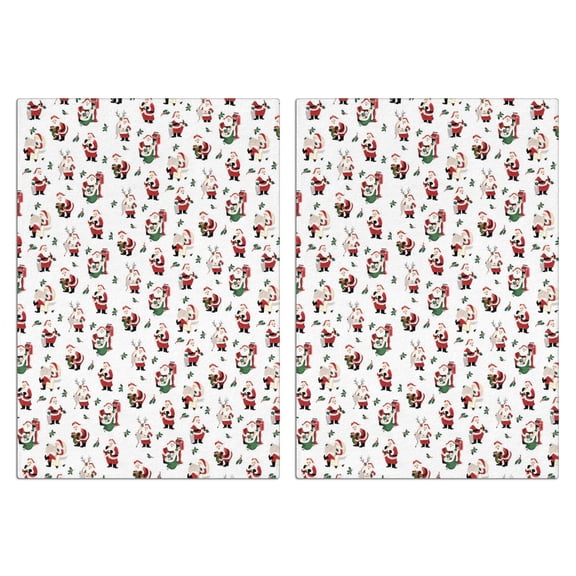 2 Pcs Funny Kitchen Towels,White Christmas Santa Pattern Microfiber Dish Towels,Kitchen Tea Towels,Kitchen Towel Set (18" X 26")