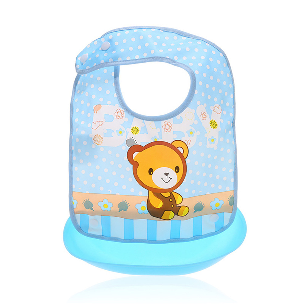 Cartoon Newborn Baby Bibs Silicone Waterproof Baby Feeding Bib Light