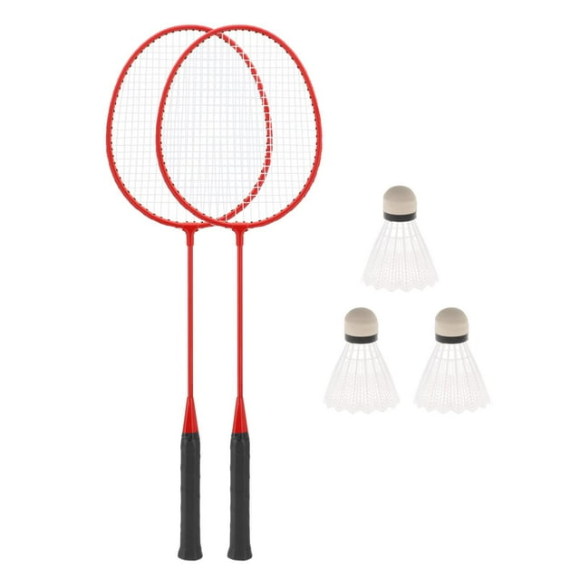 koolsoo 2 Pcs Raquettes de Badminton Volant de Badminton Équipement de Badminton Portable Tennis Rouge