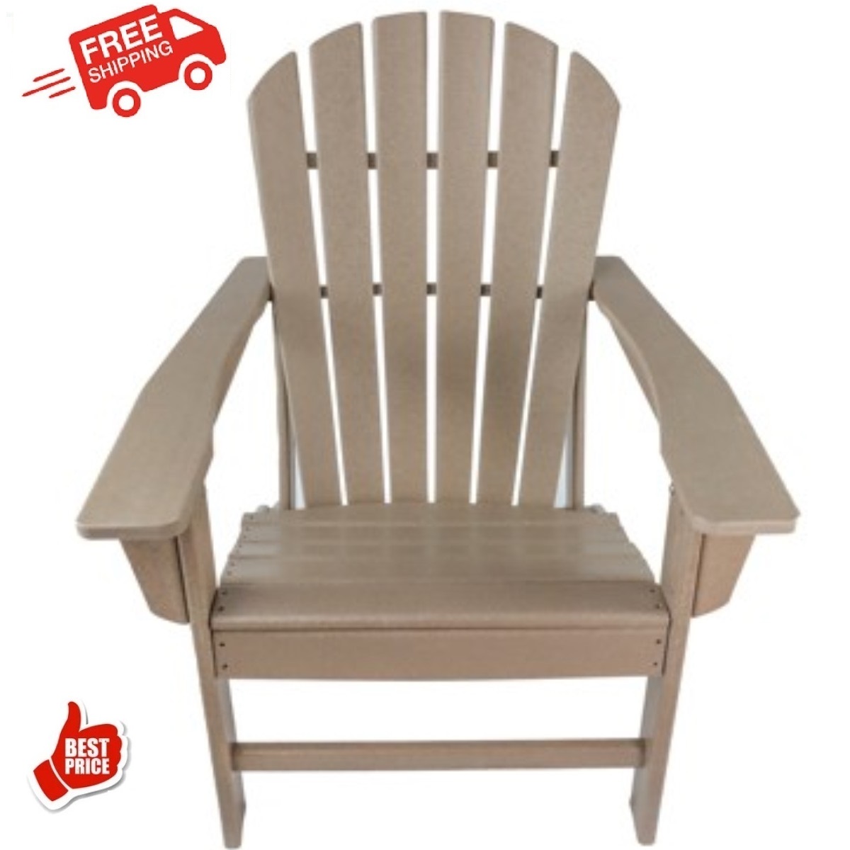 Adirondack Chair Resin, 350 lbs Capacity Load,Patio Chair Lawn Chair Outdoor Adirondack Chairs Weather Resistant for Patio Deck Garden 33.07*31.1*36.4" HDPE Resin Wood,Brown - image 3 of 8