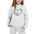 thumbnail image 4 of Little Girls Outfits Set Kids Hoodie Pants Combo Casual Letter Print Pullover Jogger Two Piece Outfit Clothing White Size 6-7T, 4 of 4