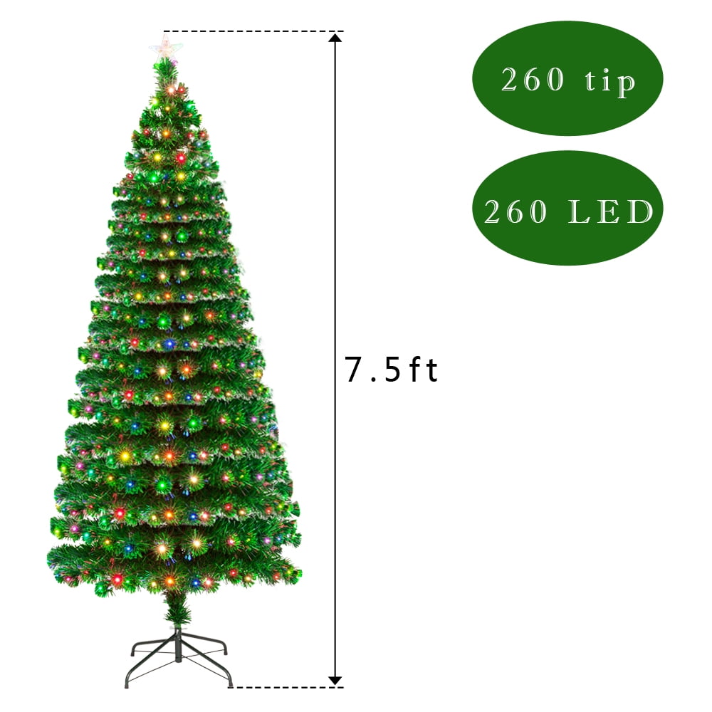 Lowestbest 7.5FT Artificial Christmas Tree, 260 LED Lights & 260 Branches, Pre-Lit Optical Fiber Christmas Tree for Home Wedding Party Festival Decoration Lowestbest 7.5FT Artificial Christmas Tree, 260 LED Lights & 260 Branches, Pre-Lit Optical Fiber Christmas Tree for Home Wedding Party Festival Decoration