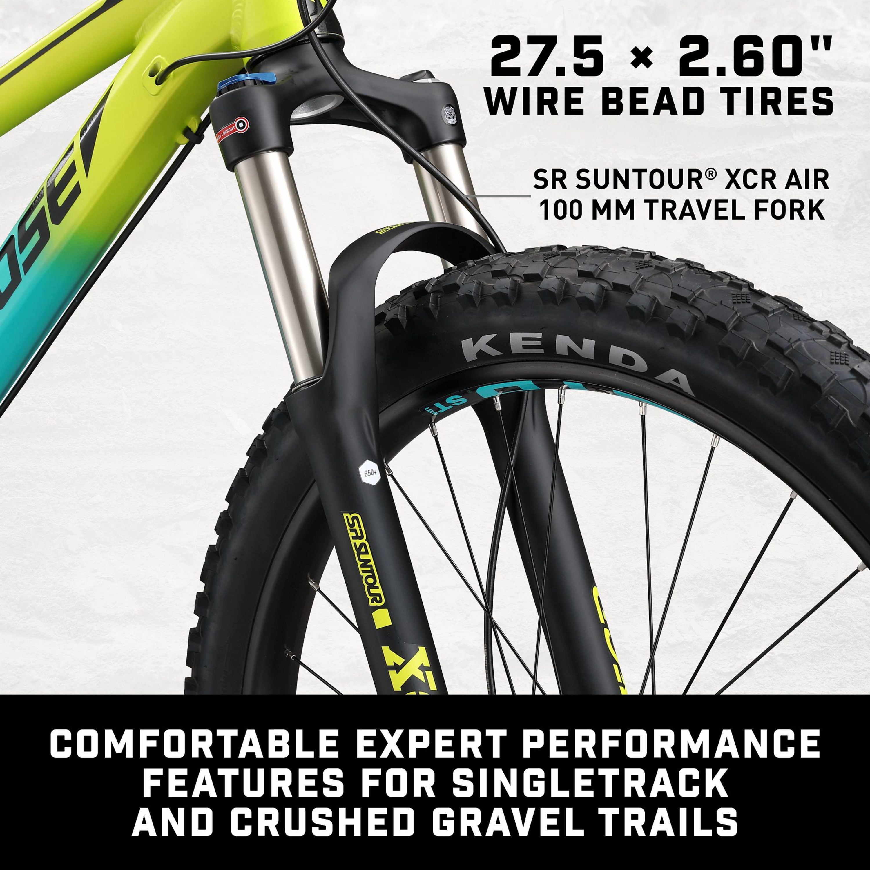Mongoose Tyax 27.5 Small Expert Adult Unisex 27.5-inch Mountain Bike, Yellow/Blue