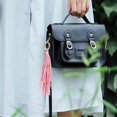 thumbnail image 3 of Fashion Car Pendant Keychain Women Handbag Key Chain Ring Holder Charm PU Leather Tassels Bag Accessories (Pink), 3 of 3
