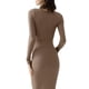 thumbnail image 4 of Txlixc Vestido largo y recortado para mujeres vestido de punto sólido, brazalete de cuello cuadrado, vestido de manga larga, vestido ajustado del Club de fiestas de primavera y otoño Txlixc moda, 4 of 5