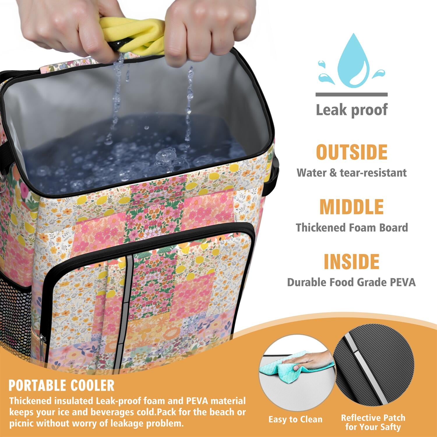 Travel Cooler Bag - Pioneer Flower Camping Beer Cooler Backpack with Bottle Opener- Waterproof Insulated Picnic Backpacks - Cooler Bag for Beach