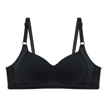 LLYwey Sports Bras for Women Clearance Sale Girls  Bras Without Underwire Push up and Breathable Underwear Big & Tall Size Cotton Wire-Free Bra Style LW-303 Black M