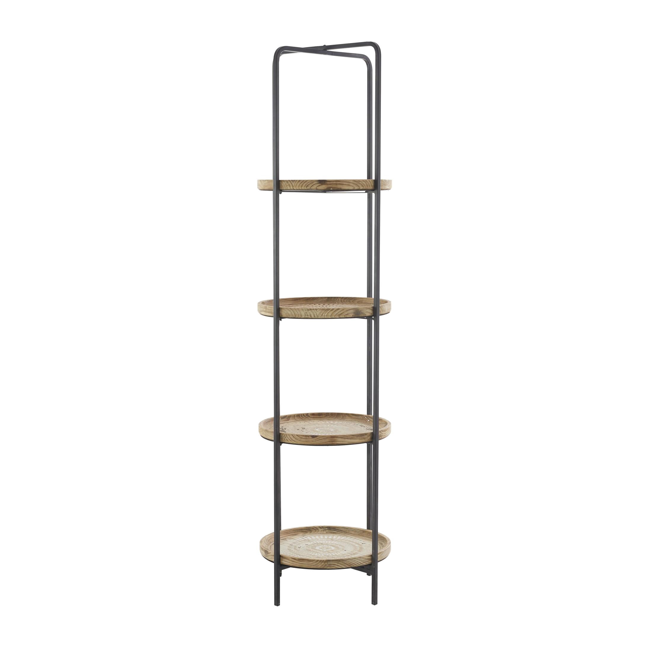 DecMode 17" x 64" Brown Wood 4-Tier Shelving Unit, 1-Piece