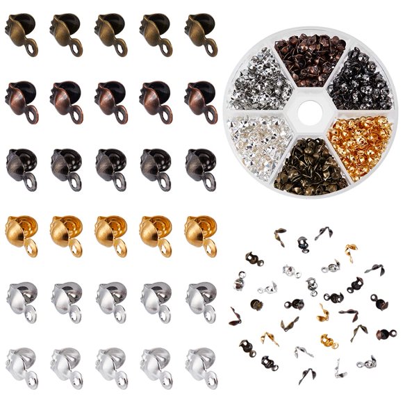 PH PandaHall 600 Pcs 6 Couleurs Embouts de Cordon en Fer pour Fabrication de Bijoux
