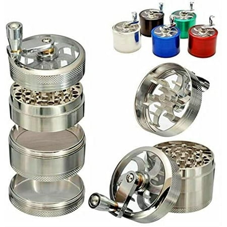 

Eastjing Mill 60MM 4 Part Grinder with Handle Large Size HERB Grinders Tobacco Portable ZINC Alloy Metal Spice Crusher 60mm Mill
