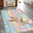 thumbnail image 2 of Kitchen Mats for Floor 3x5 Ft, Easter Non Slip Area Rugs for Kitchen Bedroom Entryway, Spring Rabbit Eggs Floral Colorful Wooden Grain Washable Carpet Runner Rug Floor Mats for Bedroom Home Decor, 2 of 8