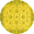 thumbnail image 1 of Ahgly Company Indoor Round Oriental Yellow Traditional Area Rugs, 4' Round, 1 of 4