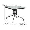 thumbnail image 2 of Table carrée de 31,5 po en verre trempé et métal, 2 of 6