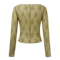 thumbnail image 4 of Lace Mesh Sheer Long Sleeve Tops for Women Layering Floral Embroidery See Through Tee Fitted Tight T Shirts Blouses Green L, 4 of 8