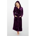 thumbnail image 5 of Plush Soft Warm, Robe for Women Fleece Bathrobe for Women, Comfy Women's Robe Long - Hooded - Adult Sleepwear Loungewear - Navy Blue - X-Large, 5 of 6