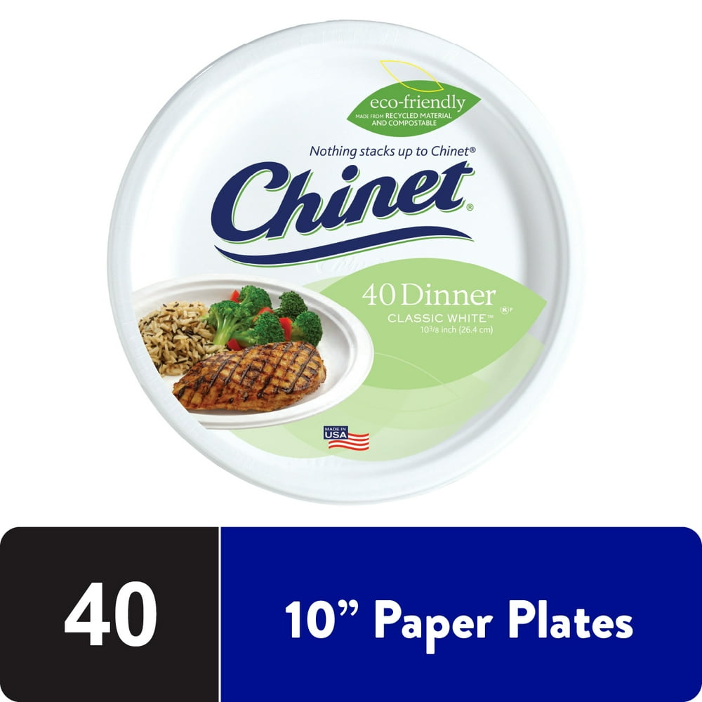 Classic White Paper Dinner Plates, 10 3/8”, 40 Count Walmart