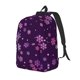 thumbnail image 1 of Disketp Purple Snow Flakes print Canvas Backpack Lightweight Travel Daypack Student Rucksack Laptop Backpack-Small, 1 of 5